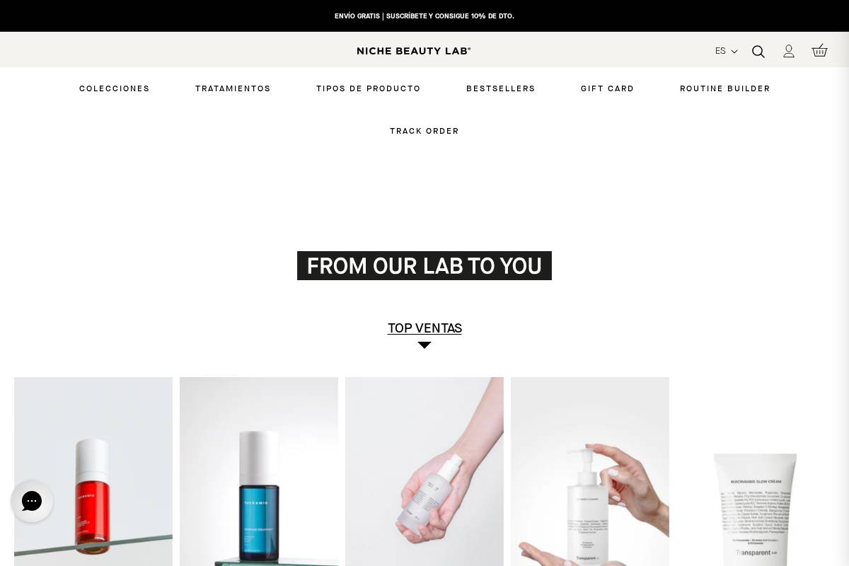 NICHE BEAUTY LAB homepage screenshot