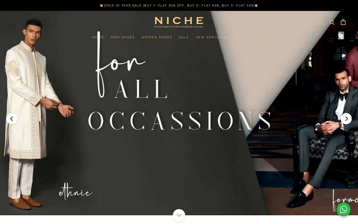 nicheshoe.in homepage screenshot