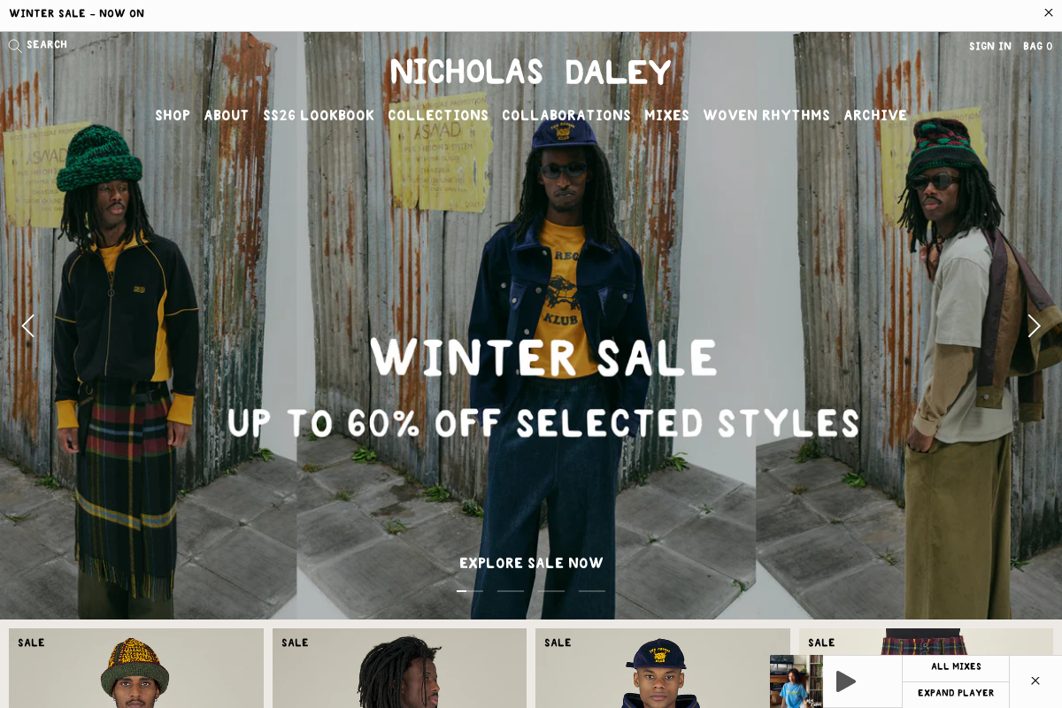 Nicholas Daley homepage screenshot
