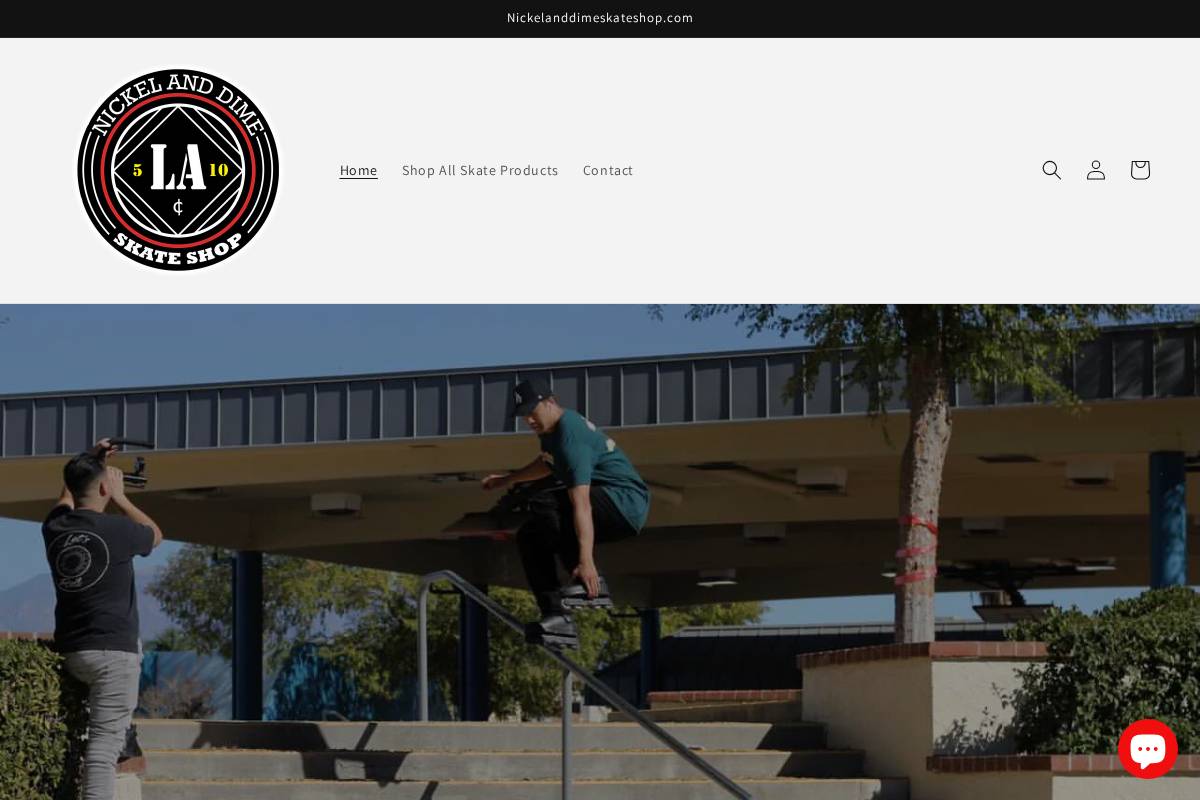 nickelanddimeskateshop.com homepage screenshot