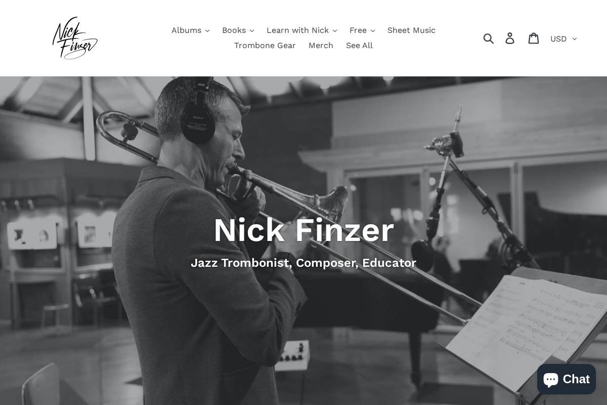nickfinzer.store homepage screenshot