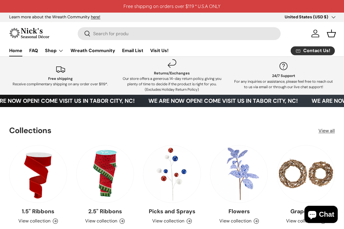 Nick's Seasonal Décor homepage screenshot