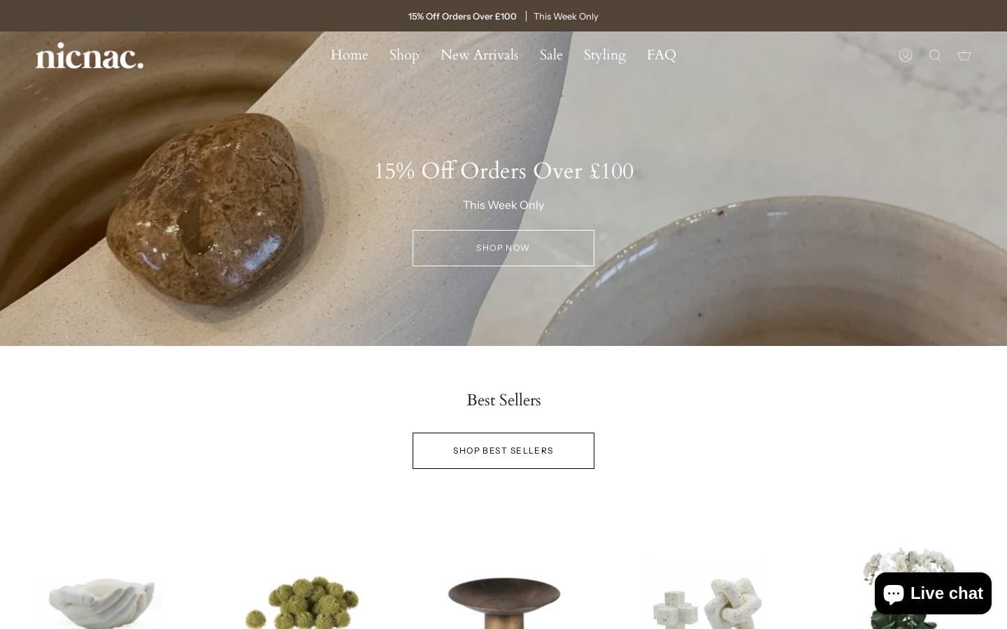 nicnacinteriors.com homepage screenshot
