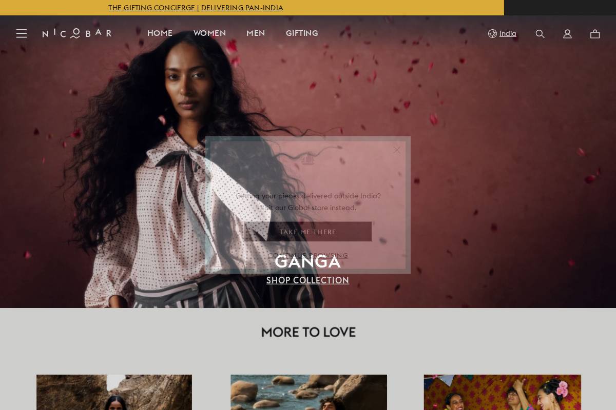 nicobar.com homepage screenshot