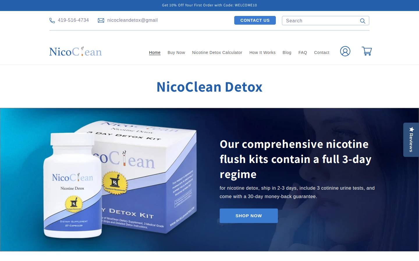 nicocleandetox.com homepage screenshot