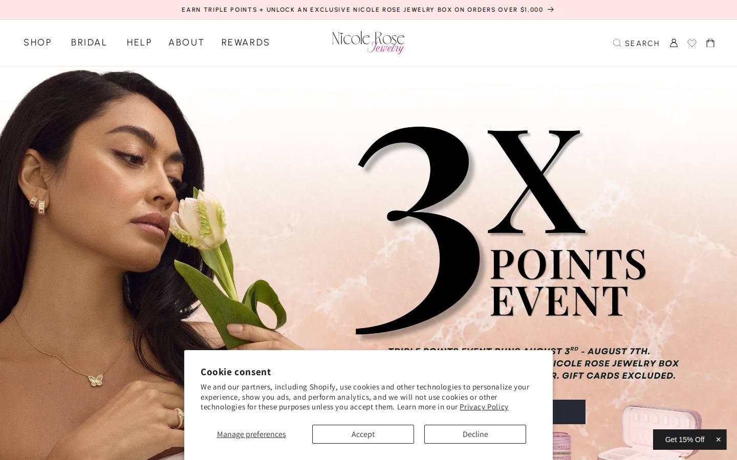 nicolerosejewelry.com homepage screenshot