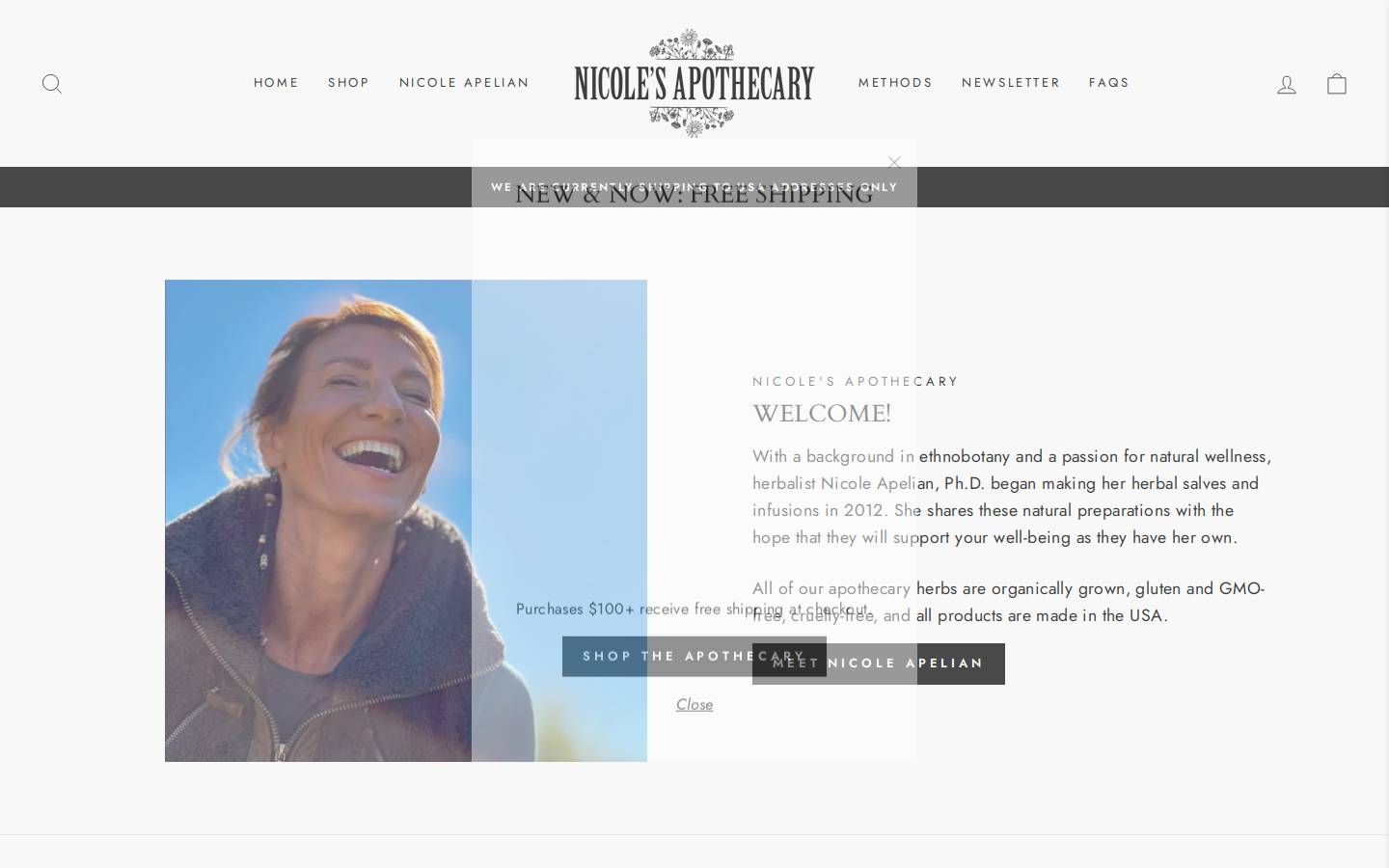 nicolesapothecary.com homepage screenshot
