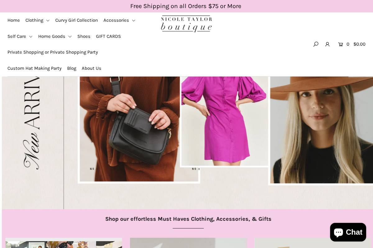nicoletaylorboutique.com homepage screenshot