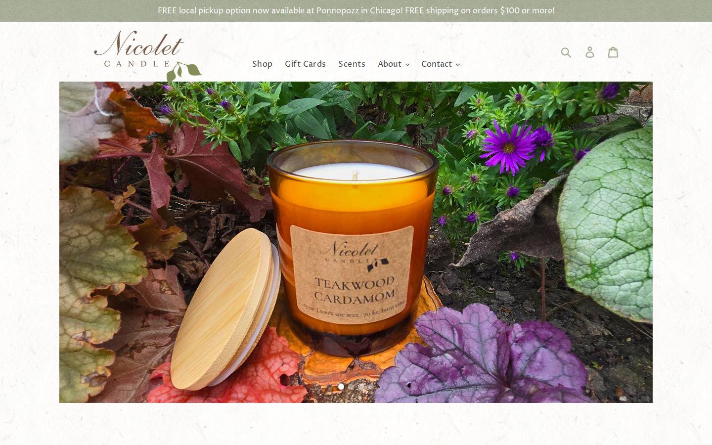 nicoletcandlecompany.com homepage screenshot