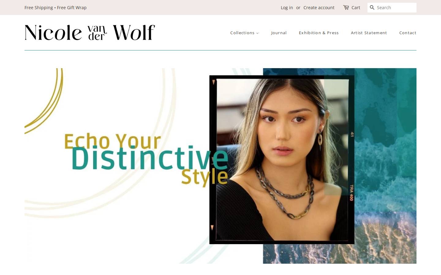 Nicole van der Wolf Jewllery homepage screenshot