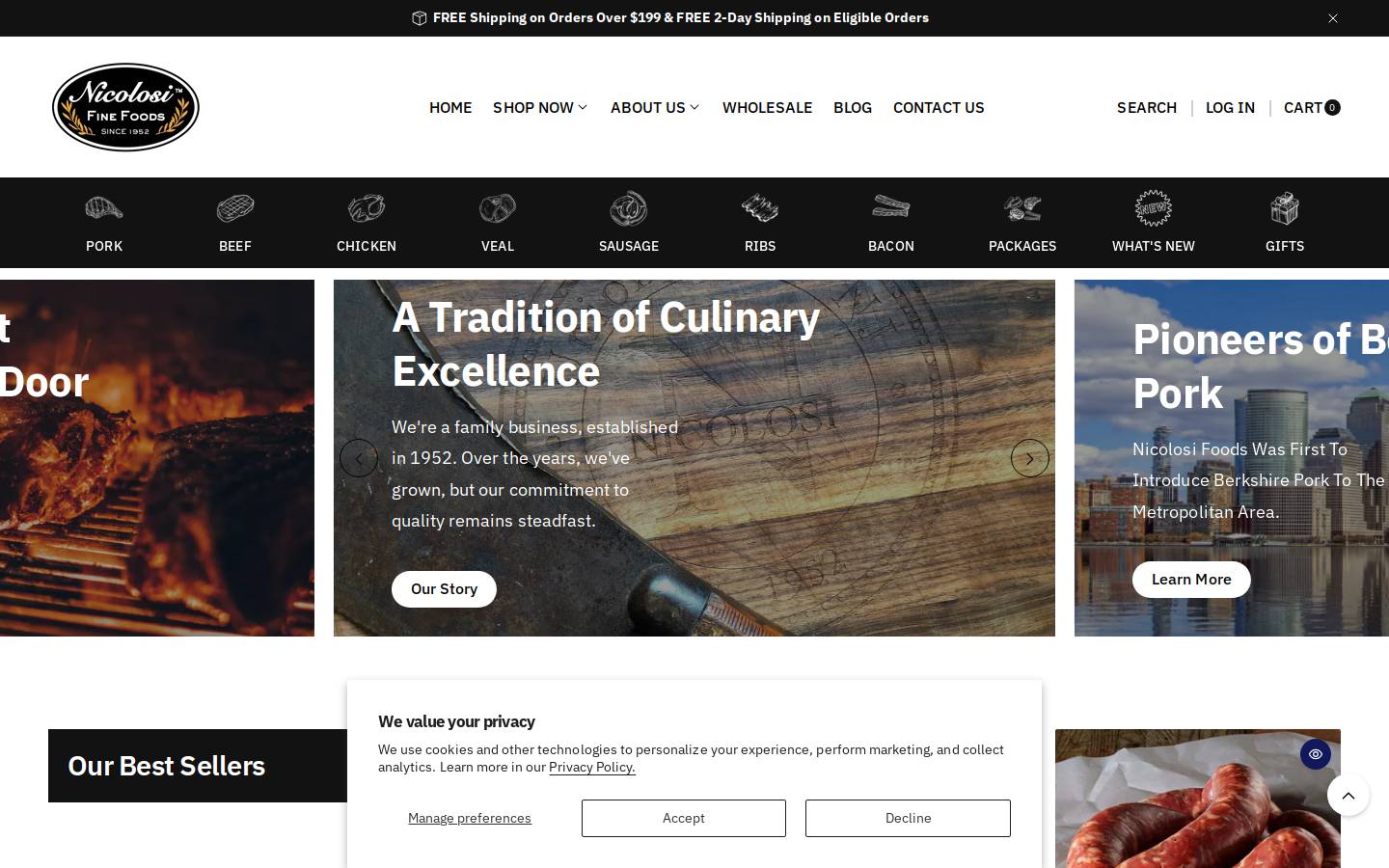 nicolosifoods.com homepage screenshot