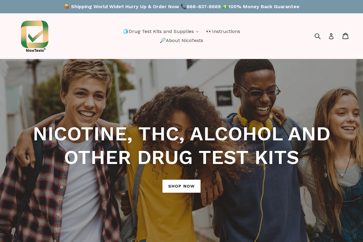 nicotests.com homepage screenshot