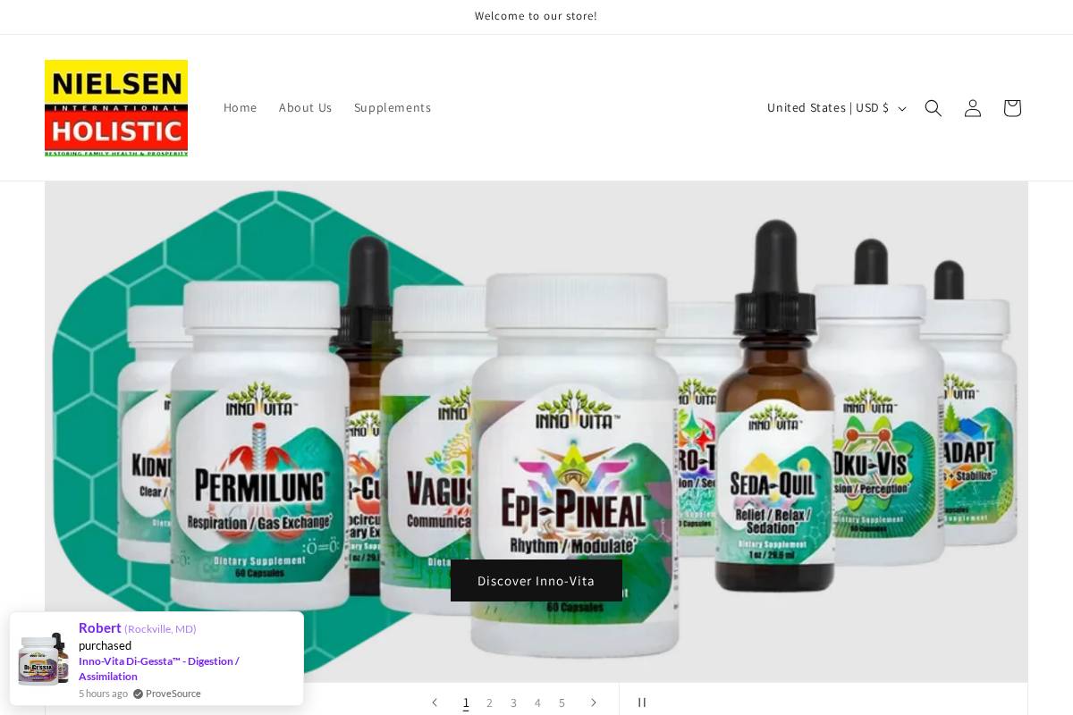 nielsenholisticshop.com homepage screenshot