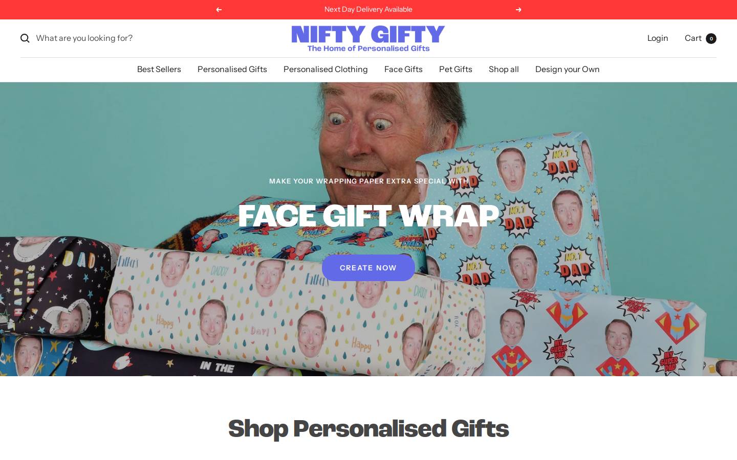 Nifty Gifty homepage screenshot