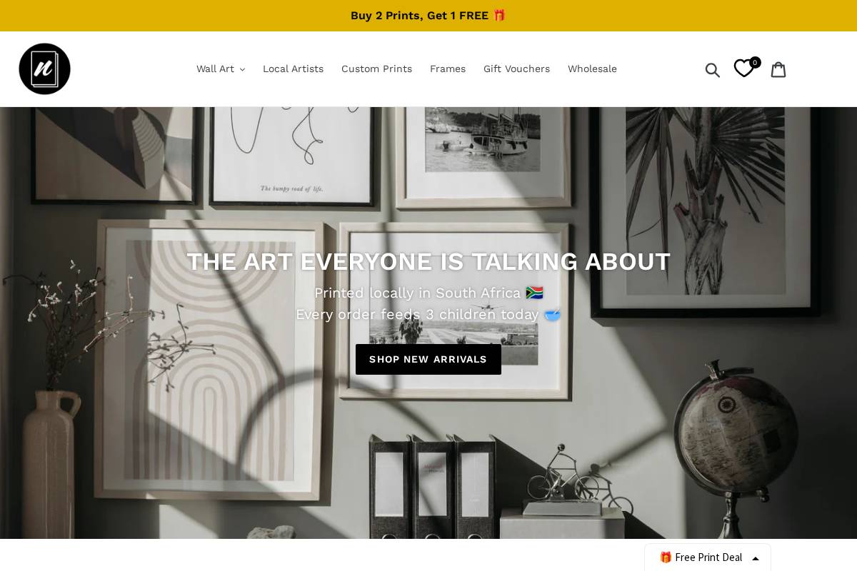 niftyposters.co.za homepage screenshot