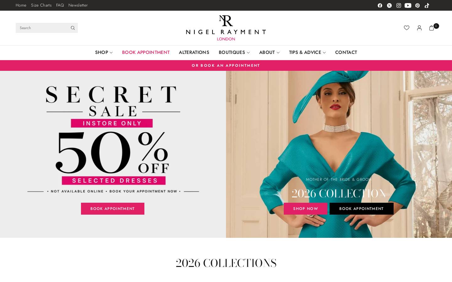Nigel Rayment Boutique & Hat Shop homepage screenshot