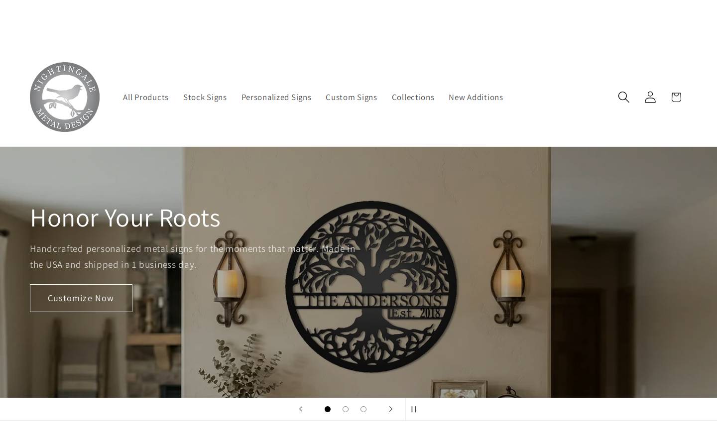 nightingalemetal.com homepage screenshot