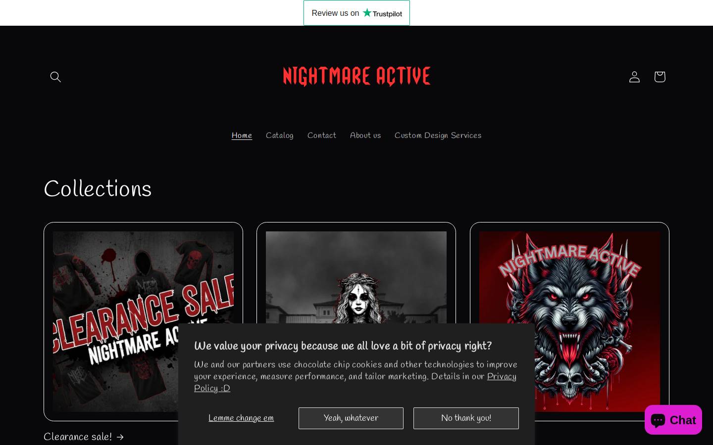 Nightmare Active homepage screenshot