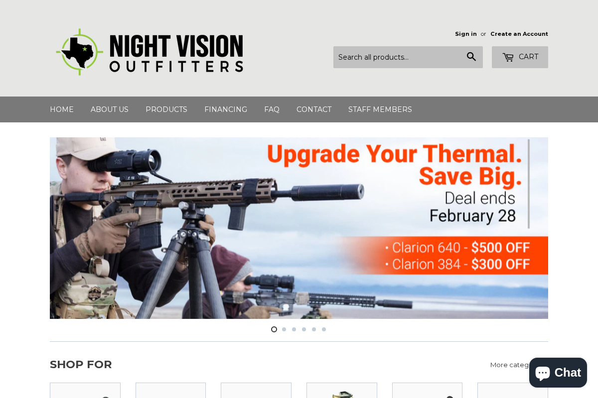 Night Vision Outfitters homepage screenshot