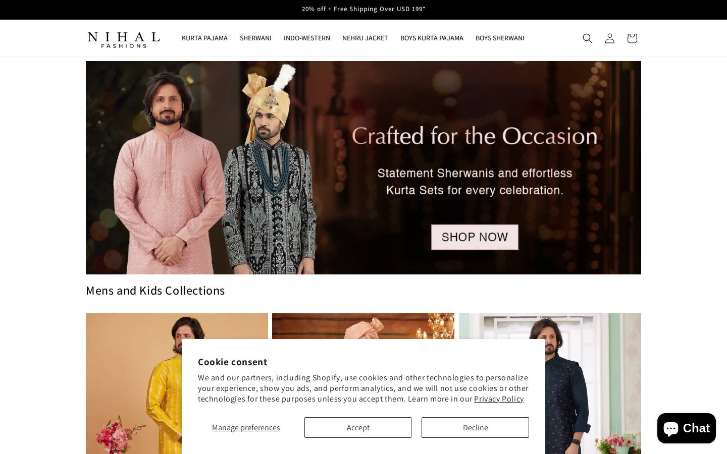 Nihal Fashions homepage screenshot