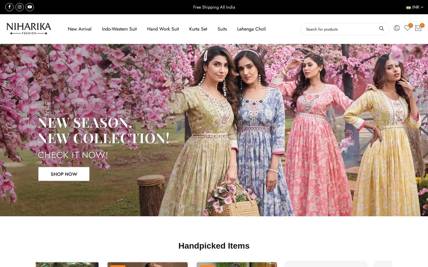 niharikafashion.in homepage screenshot