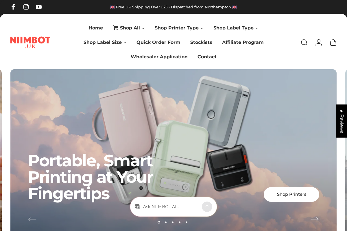 NIIMBOT UK homepage screenshot