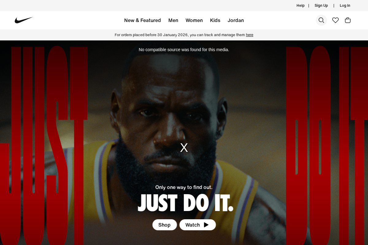 Nike homepage screenshot