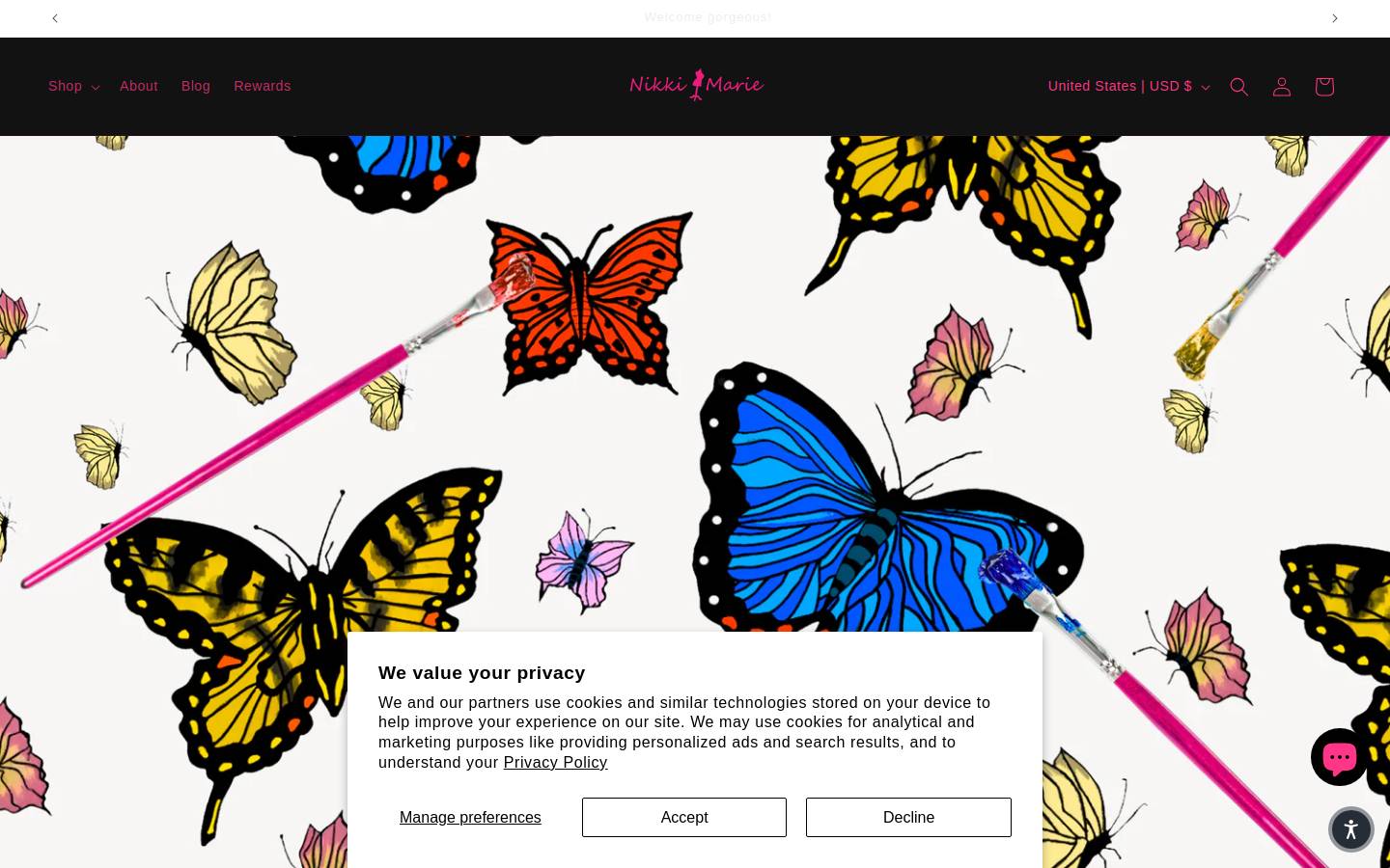nikkimarieapparel.com homepage screenshot
