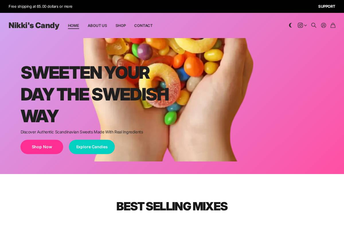 nikkis-candy.com homepage screenshot