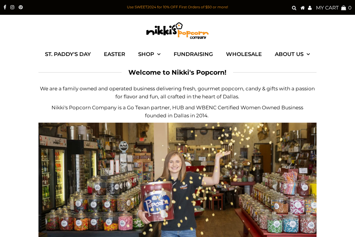 Nikki's Popcorn Company homepage screenshot