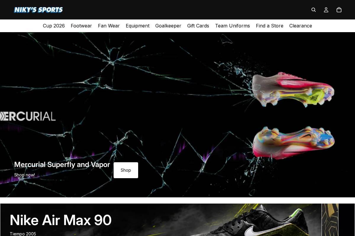 Niky’s Sports homepage screenshot