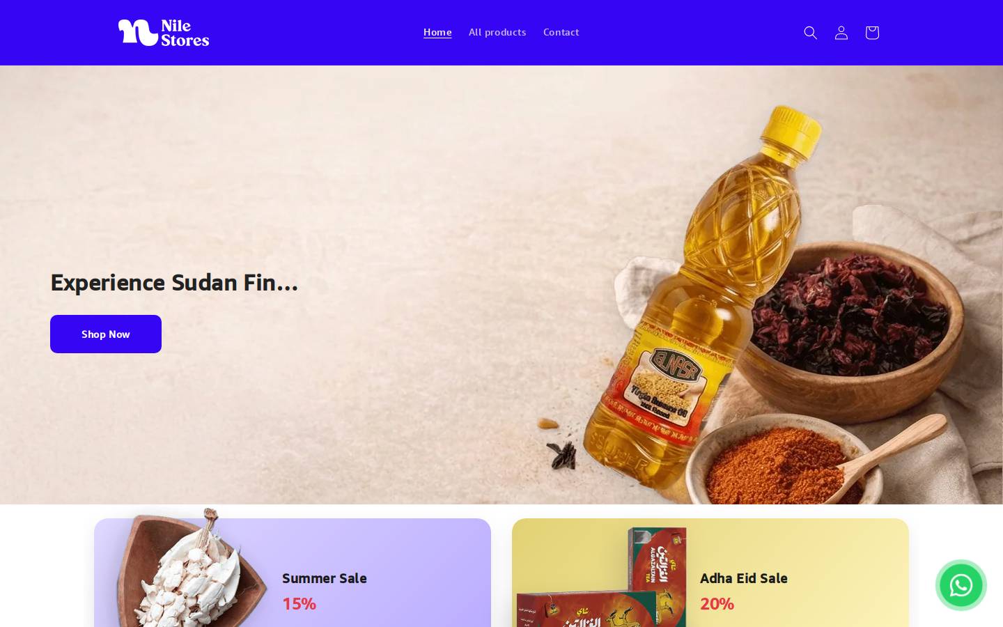 nilestores.com homepage screenshot