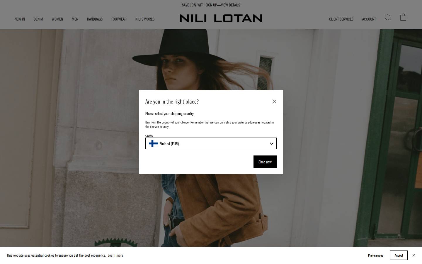 NILI LOTAN homepage screenshot