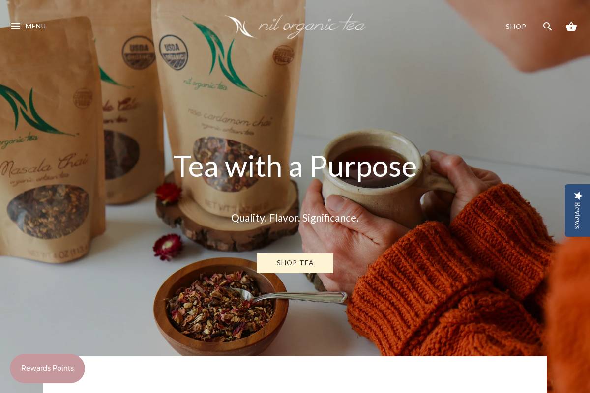 nilorganictea.com homepage screenshot
