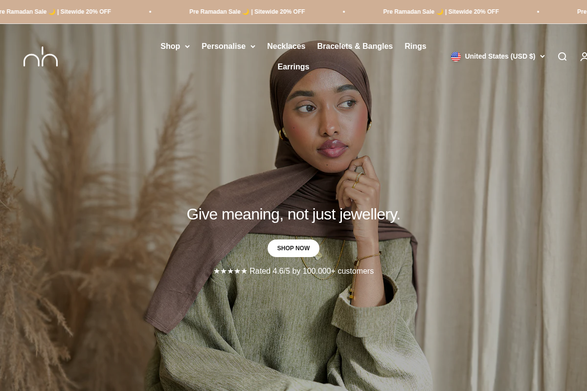 Nimah | Arabic Jewellery  homepage screenshot