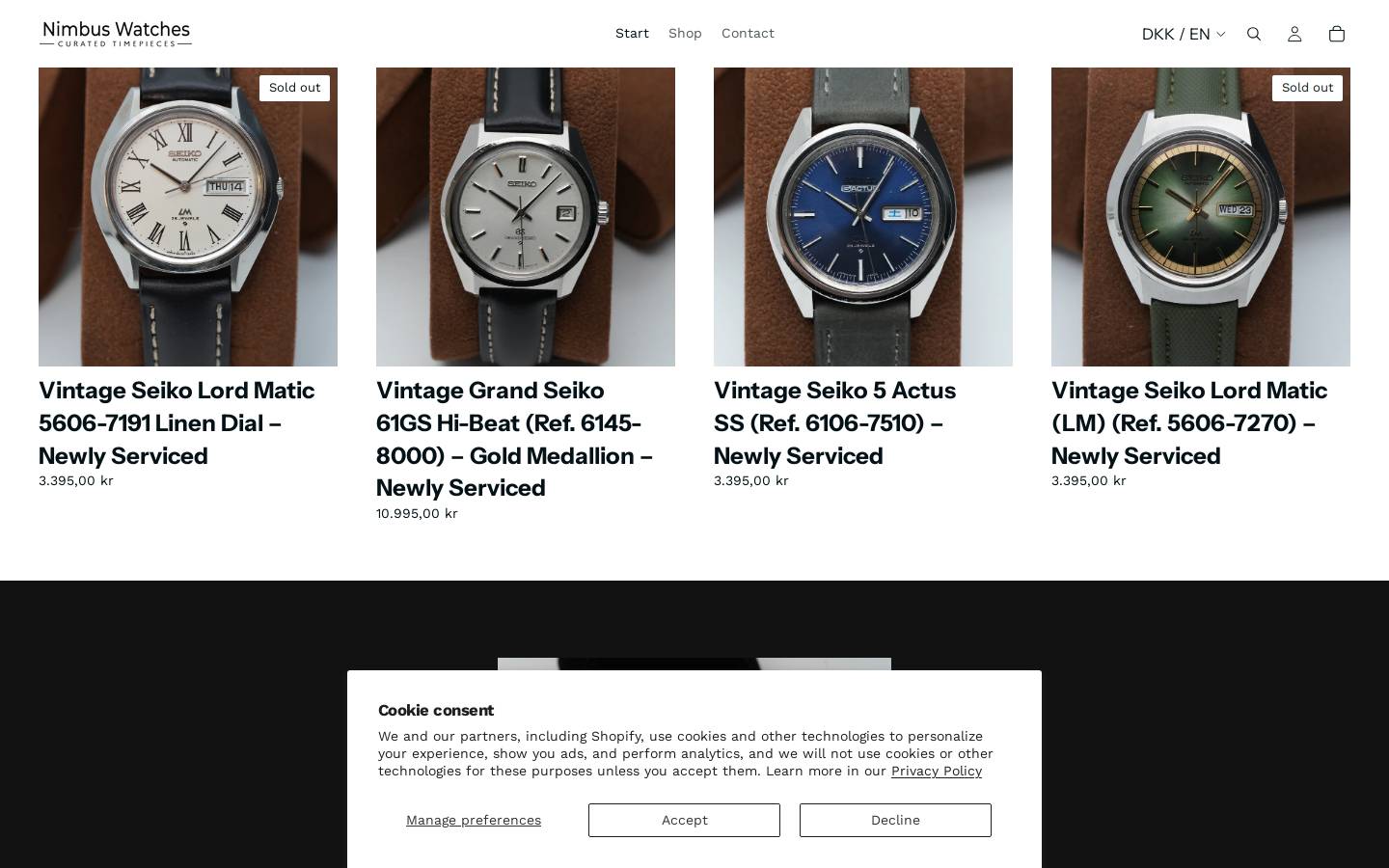 Nimbuswatches homepage screenshot