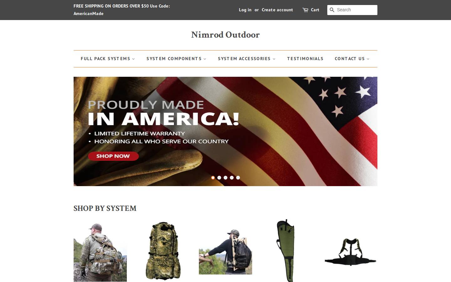 nimrodoutdoor.com homepage screenshot
