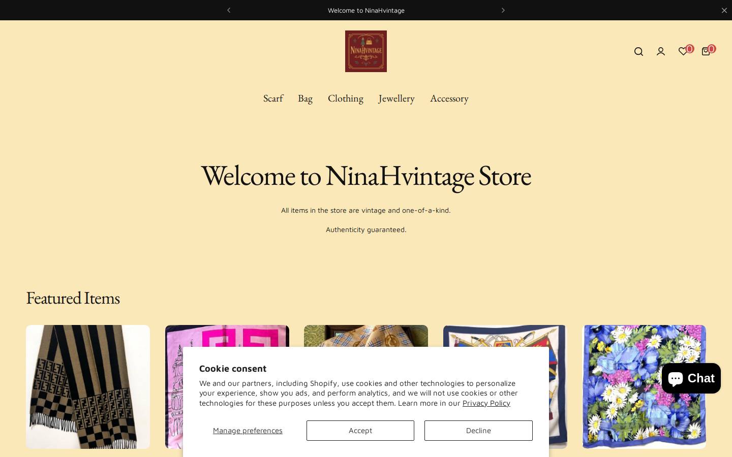 ninahvintage.com homepage screenshot