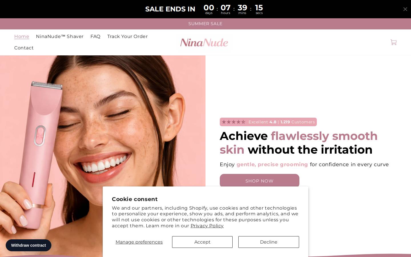 Ninanude homepage screenshot