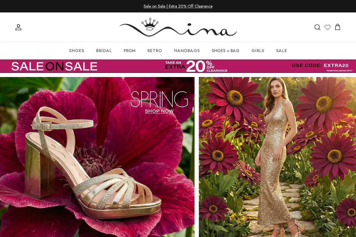 Nina Footwear homepage screenshot