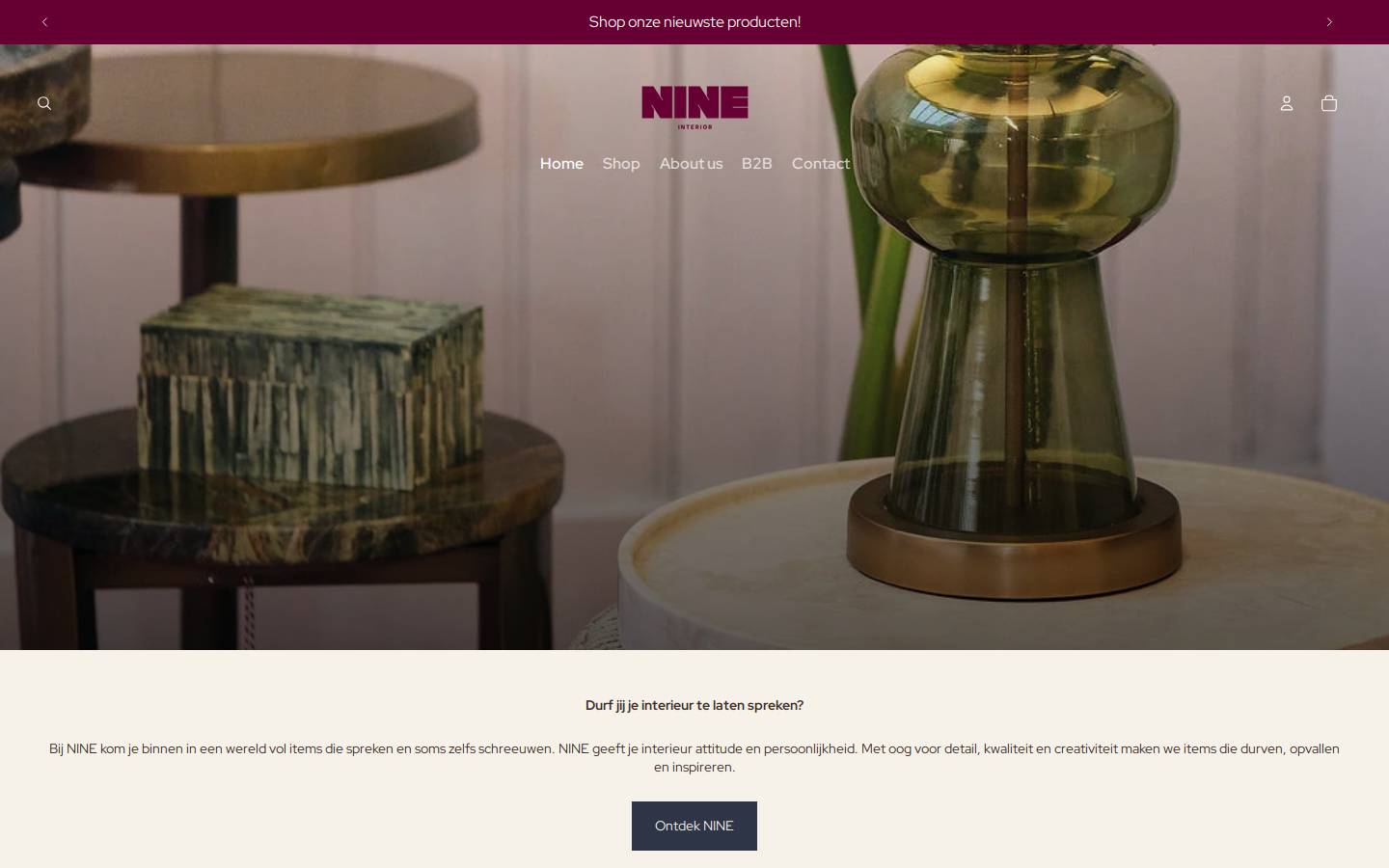 nine-interior.nl homepage screenshot
