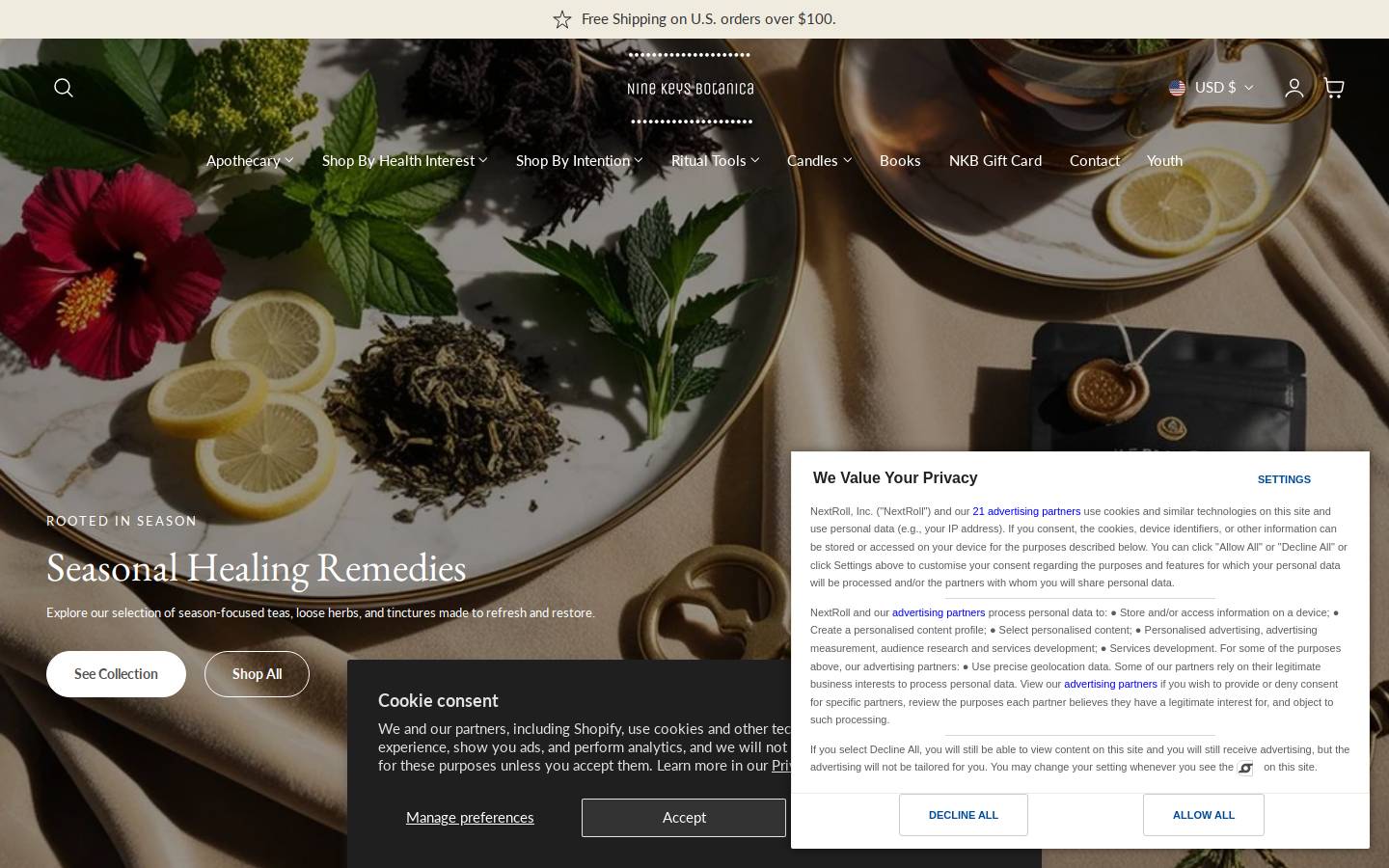 ninekeysbotanica.com homepage screenshot