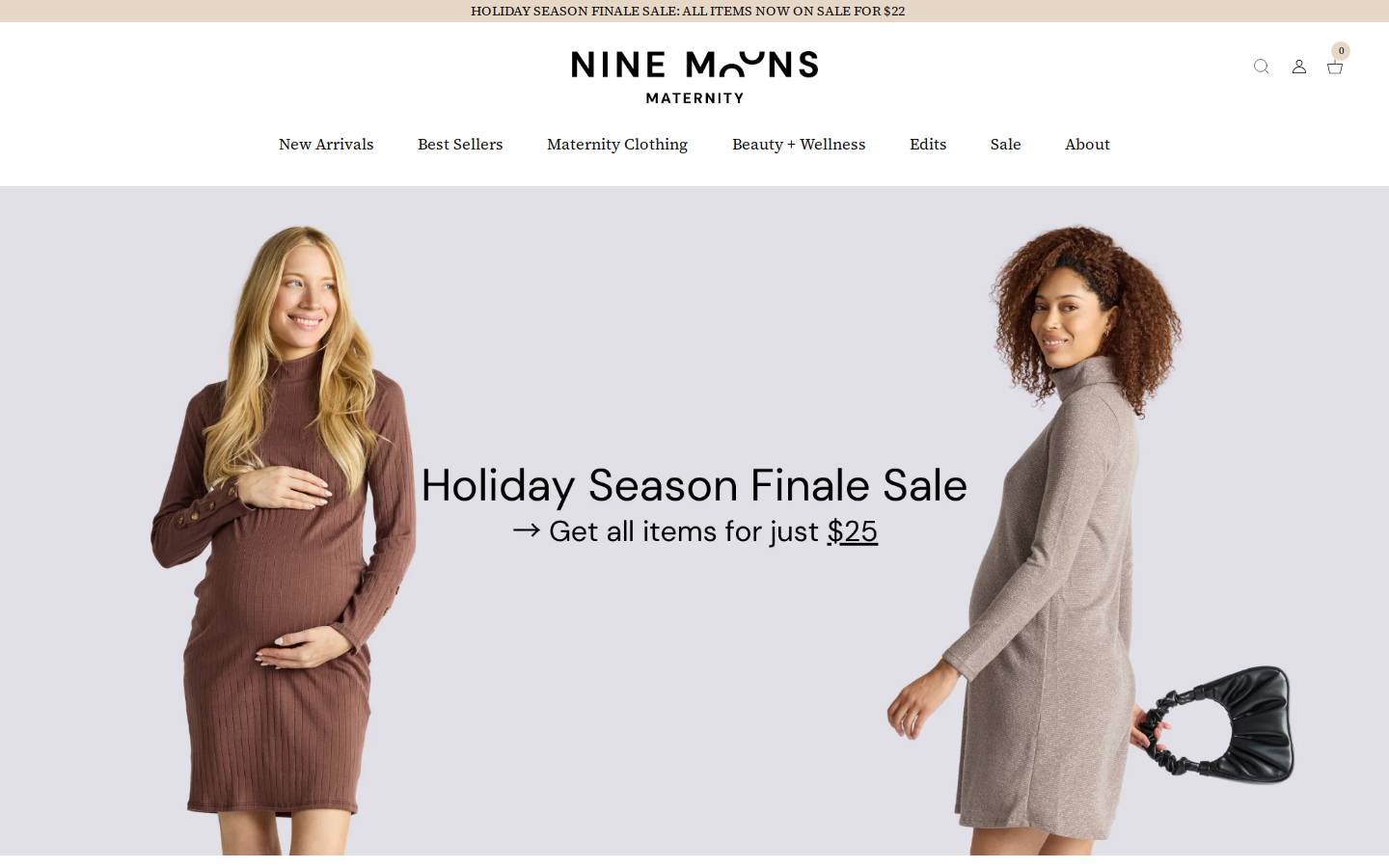 ninemoonsmaternity.com homepage screenshot