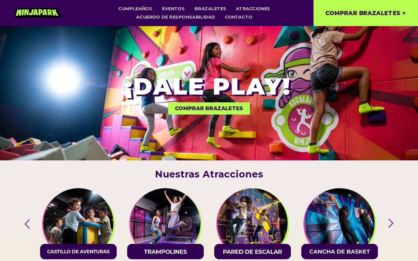 ninjaparksancristobal.com homepage screenshot
