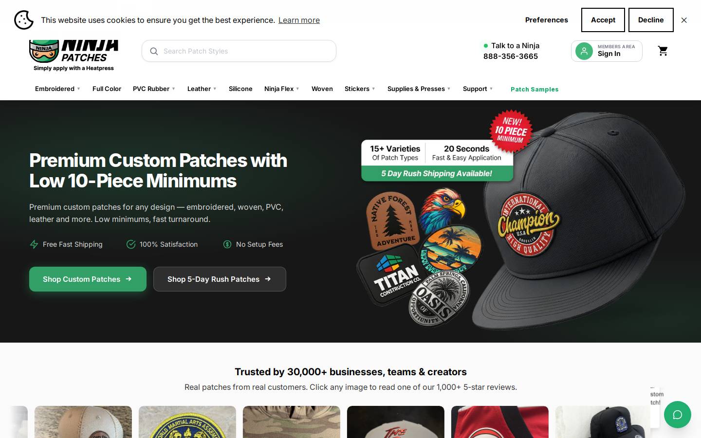 Ninja Patches homepage screenshot