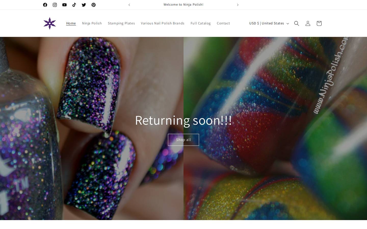 ninjapolish.com homepage screenshot