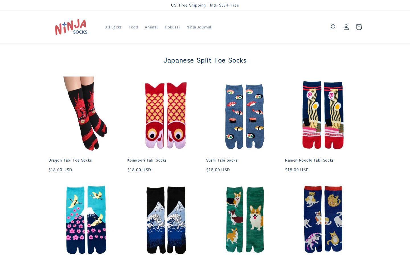 ninjasocks.us homepage screenshot