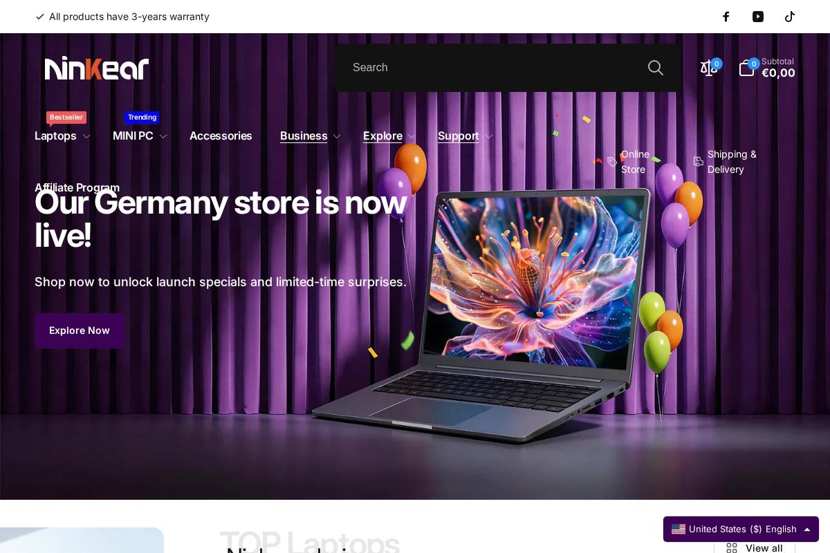 Ninkear homepage screenshot