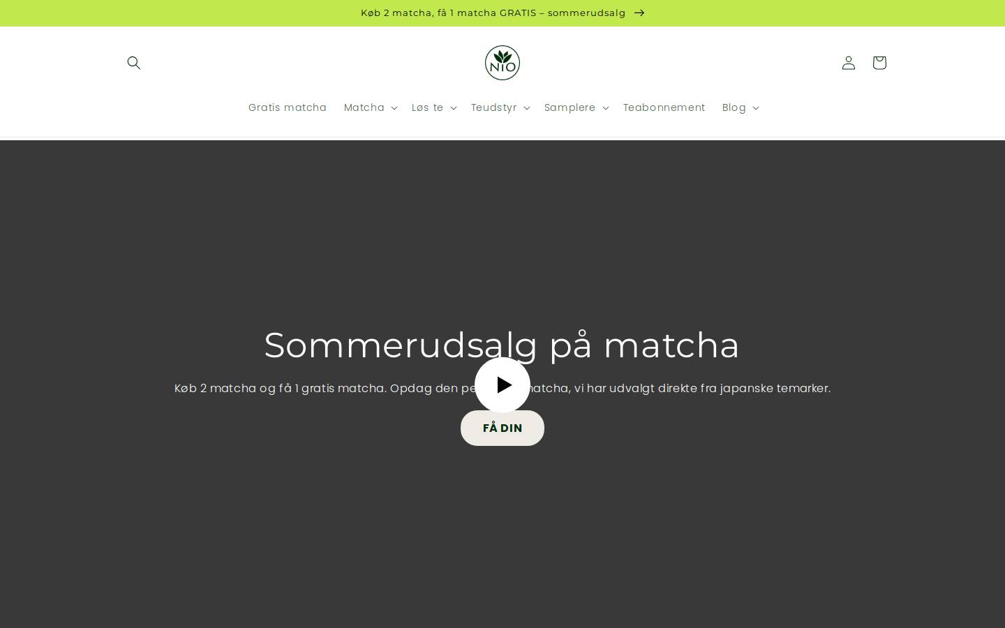 Nio Teas homepage screenshot