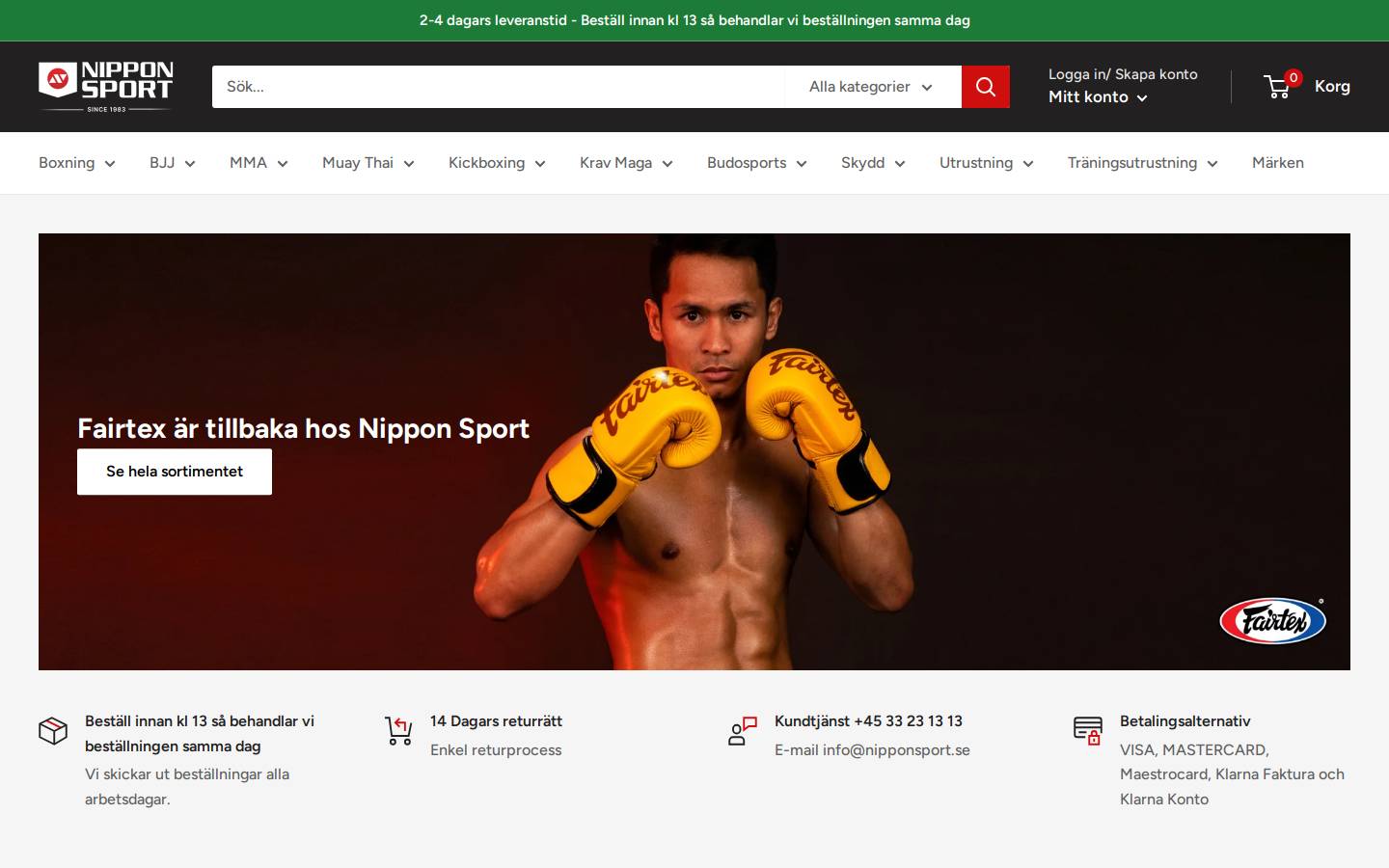 Nipponsport.se homepage screenshot
